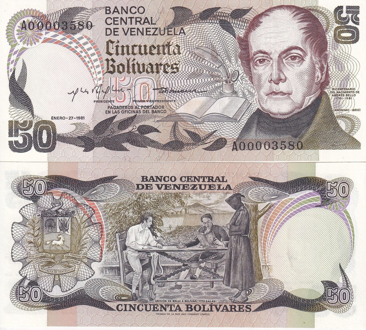 Venezuela 50 Bolivares 1981 P 58 Commemorative UNC