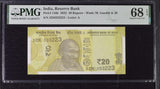 India 20 Rupees 2022 P 110 k NICE # 333223 Superb Gem UNC PMG 68 EPQ