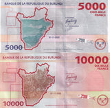 Burundi SET 2 UNC 5000 10000 Francs 2022 P 58 P 59