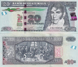 Guatemala 20 Quetzales 2020 New Date P 124 UNC