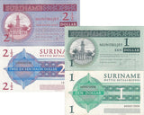 Suriname Set 2 AUnc 1 2 1/2  Dollar 2004 P 155 P 156 AU