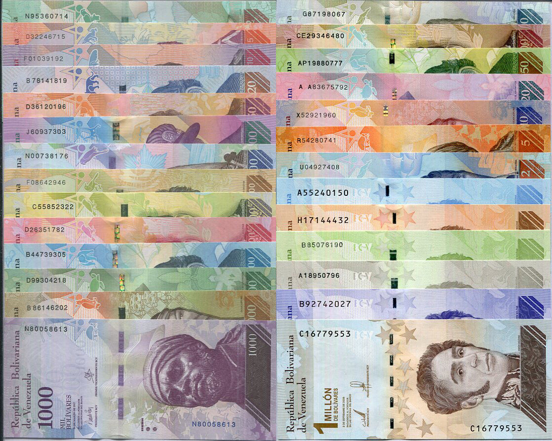 Venezuela Set 27 UNC 2 - 1 Million Bolivares 2013-2020/2021 P 88 89 90 - 113 114