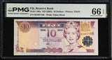 Fiji 10 Dollars ND 2002 P 106 a QE II Gem UNC PMG 66 EPQ