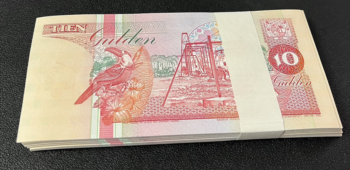 Suriname 10 Gulden 1996 P 137 a UNC LOT 100 PCS 1 Bundle