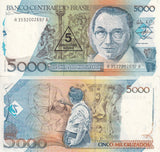 Brazil 5 C.N on 5000 Cruzados ND 1989 P 217 b UNC