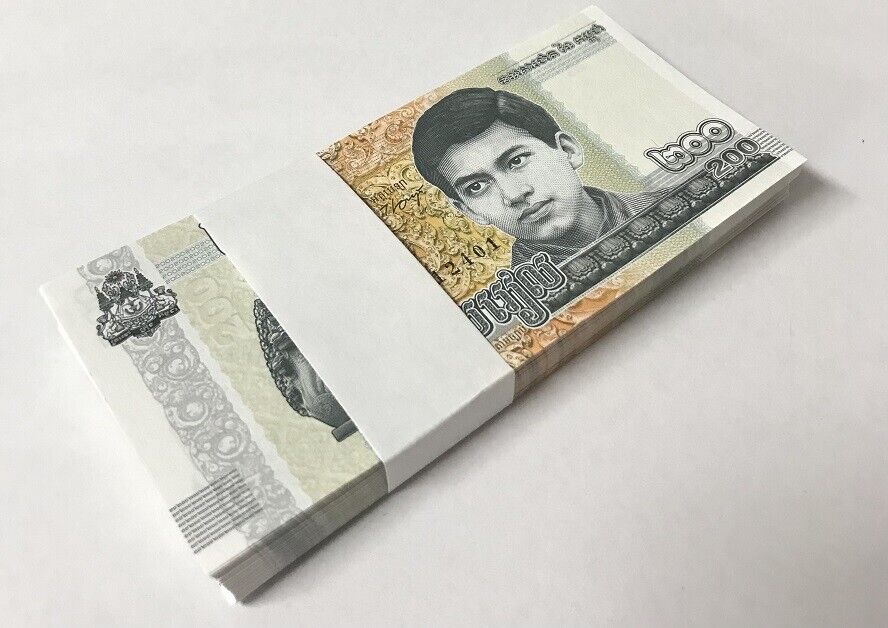 Cambodia 200 Riels 2022 Commemorative P 65A UNC LOT 100 PCS 1 BUNDLE