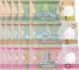 Turkmenistan Set 3 x Lot 5 = 15 UNC 1 5 10 Manat 2025 / 2026 POLYMER P New