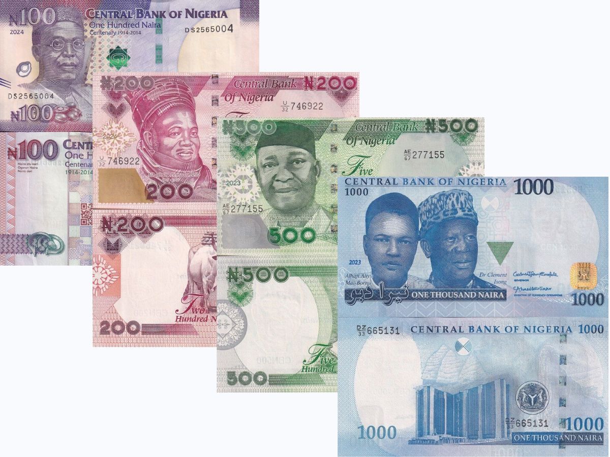 Nigeria SET 4 x Lot 5 Sets 20 UNC 100 200 500 1000 Naira 2023 2024 P 41 47 48 49