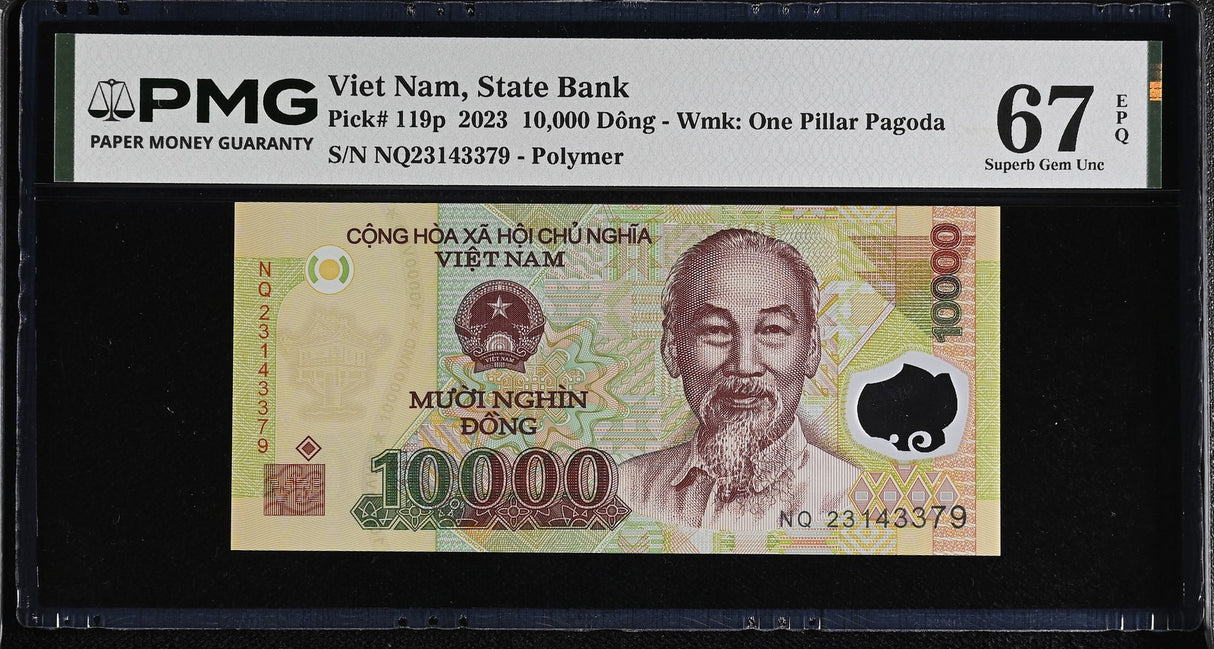 Vietnam 10000 Dong 2023 P 119 p Superb Gem UNC PMG 67 EPQ