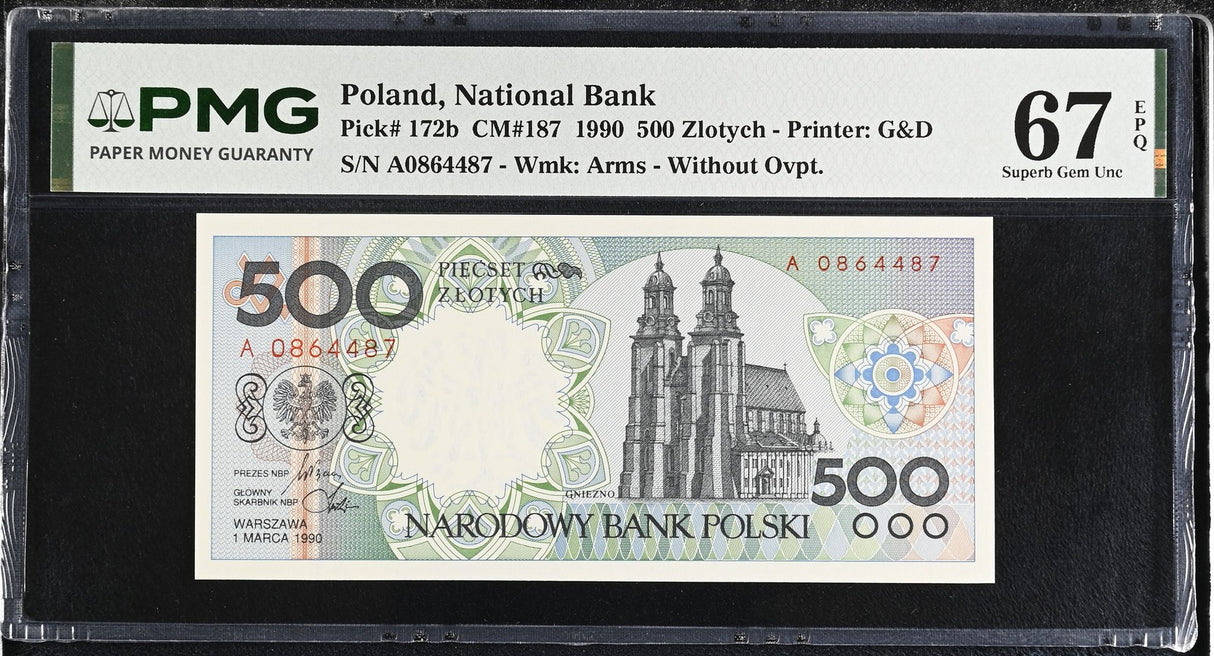 Poland 500 Zlotych 1990 P 172 b Superb Gem UNC PMG 67 EPQ