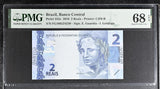 Brazil 2 Reais 2010 P 252 e Superb Gem UNC PMG 68 EPQ TOP POP