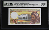 Comoros 500 Francs ND 1994 P 10 b Gem UNC PMG 66 EPQ ,WTM Maltese Cross