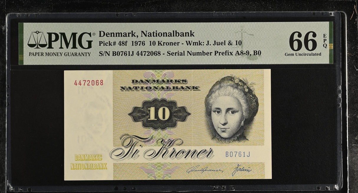 Denmark 10 Kroner 1976 P 48 f Gem UNC PMG 66 EPQ