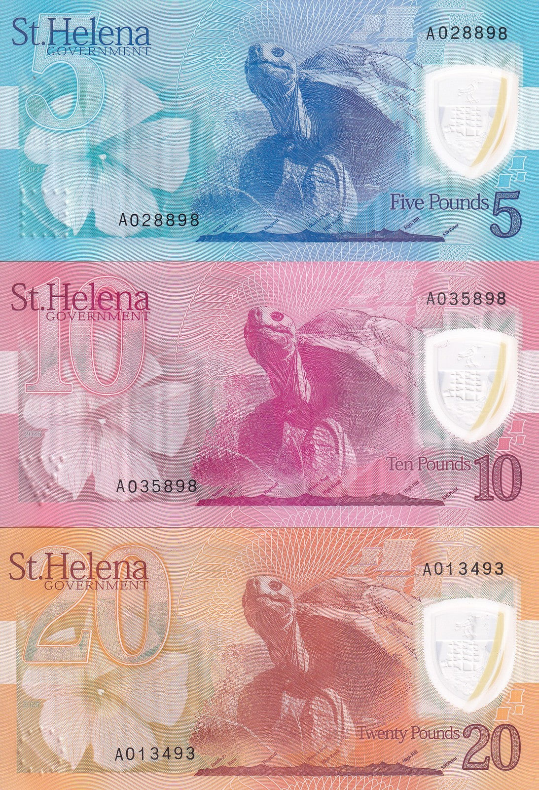 St. Helena SET 3 AU 5 10 20 Pounds 2026 Polymer P 14 15 16 King Charles III AUnc