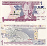 Turkey 1 Lirasi 2005 PREFIX A P 216 UNC President Mustafa Kemal Ataturk