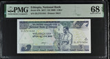Ethiopia 5 Birr 2017 P 47 h Superb Gem UNC PMG 68 EPQ Top Pop