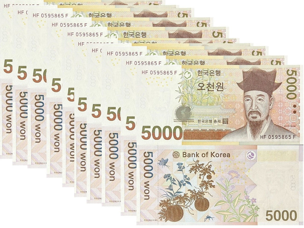 South Korea 5000 Won ND 2006 P 55 UNC LOT 10 PCS
