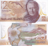 Falkland Islands SPECIMEN set 3 UNC 5 10 20 Pounds 2025 P NEW Polymer K Charles