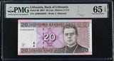 Lithuania 20 Litu 2007 P 69 Gem UNC PMG 65 EPQ
