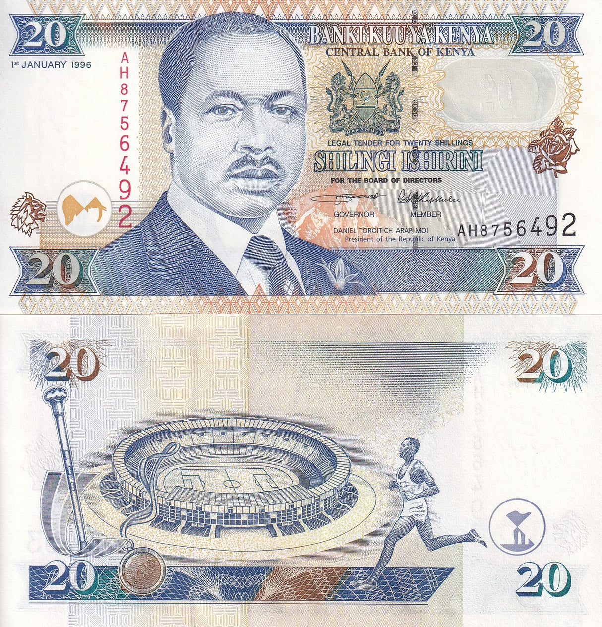 Kenya 20 Shillings 1996 P 35 a UNC