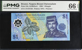 Brunei 1 Ringgit 1996 P 22 a Polymer GEM UNC PMG 66 EPQ