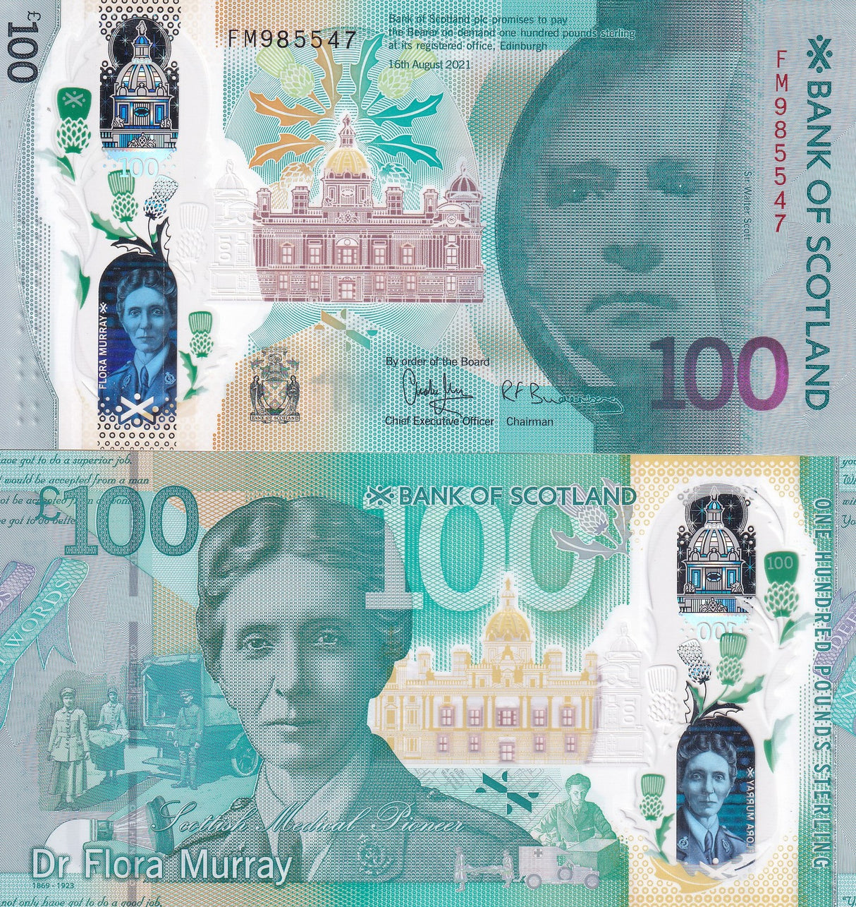 Scotland 100 Pounds 2021 Commemorative Polymer P 135 UNC