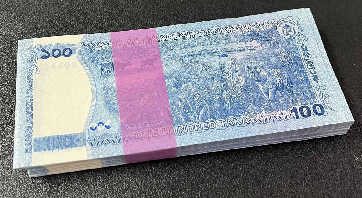 Bangladesh 100 Taka 2025 P 79 NEW Design UNC LOT 100 PCS 1 BUNDLE