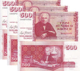 Iceland 500 Kronur 2026 (2019) NEW SIGN P 58 UNC LOT 3 PCS