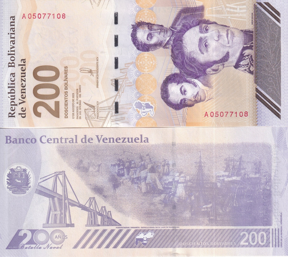 Venezuela 200 Bolivares Digitales 2023/2024 P 120 UNC LOT 5 PCS