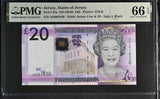 Jersey 20 Pounds ND 2010 QE II P 35 a Gem UNC PMG 66 EPQ , Graded Note