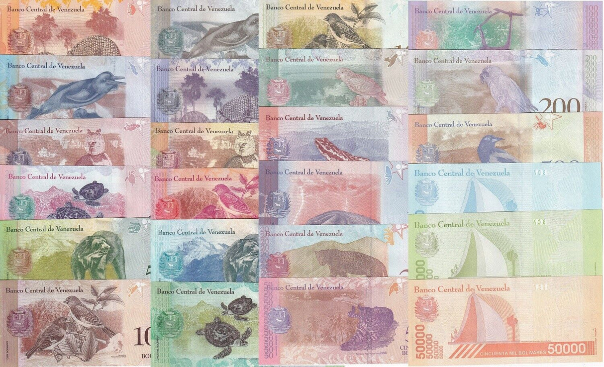 Venezuela Set 24 UNC 2 - 100000 Bolivares 2 - 50000 Soberano 2007-2020 P 88-108