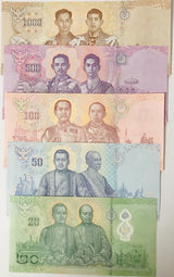 Thailand Set 5 UNC 20 50 - 1000 Baht P 136 137 138 139 (142 POLYMER) Random Sign