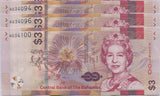 Bahamas 3 Dollars 2019 P 78 UNC Lot 3 Pcs