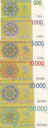 Cabo Dakhla Set 6 500 1000 5000 -100000 Pesetas 2017 Clownfish Fantasy
