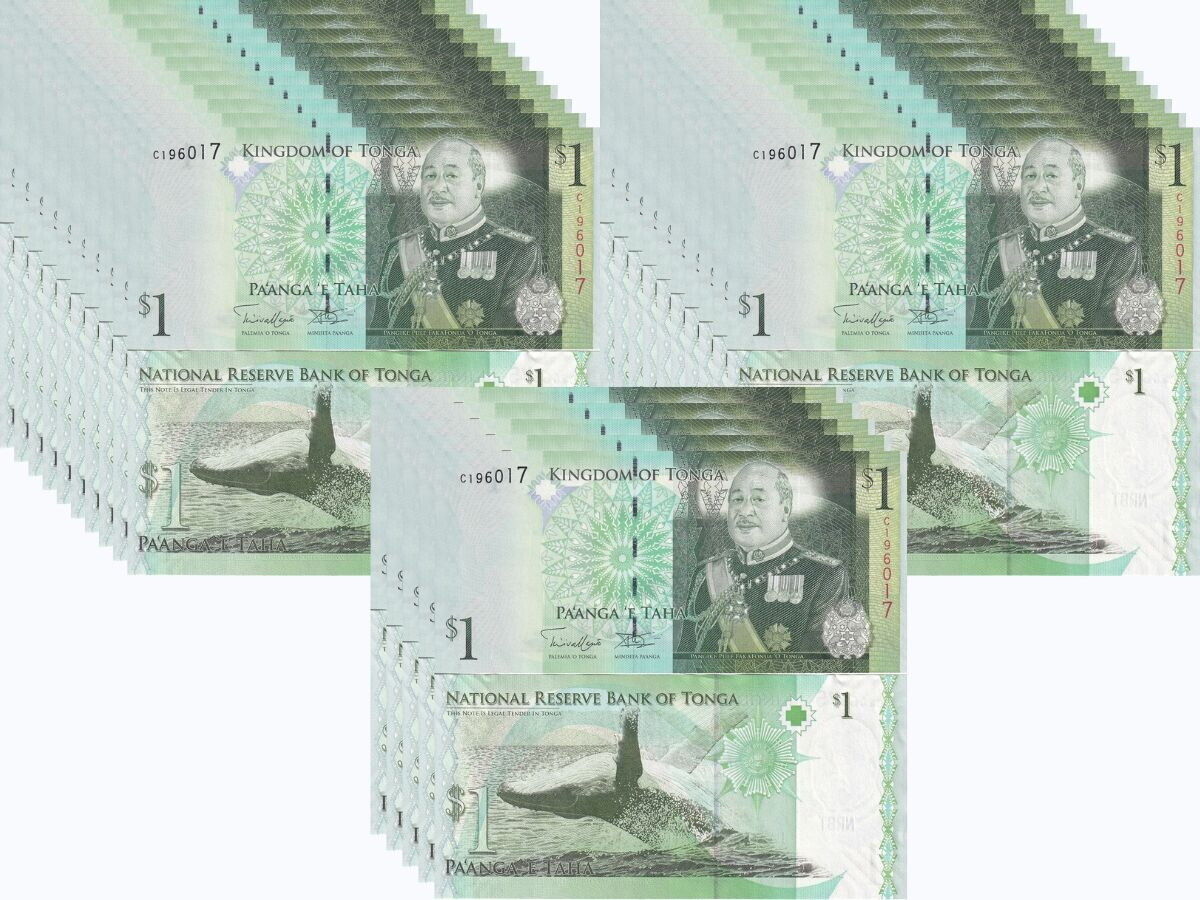 Tonga 1 Pa'anga 2009/2014 P 37 b UNC Lot 25 Pcs = 1/4 BUNDLE