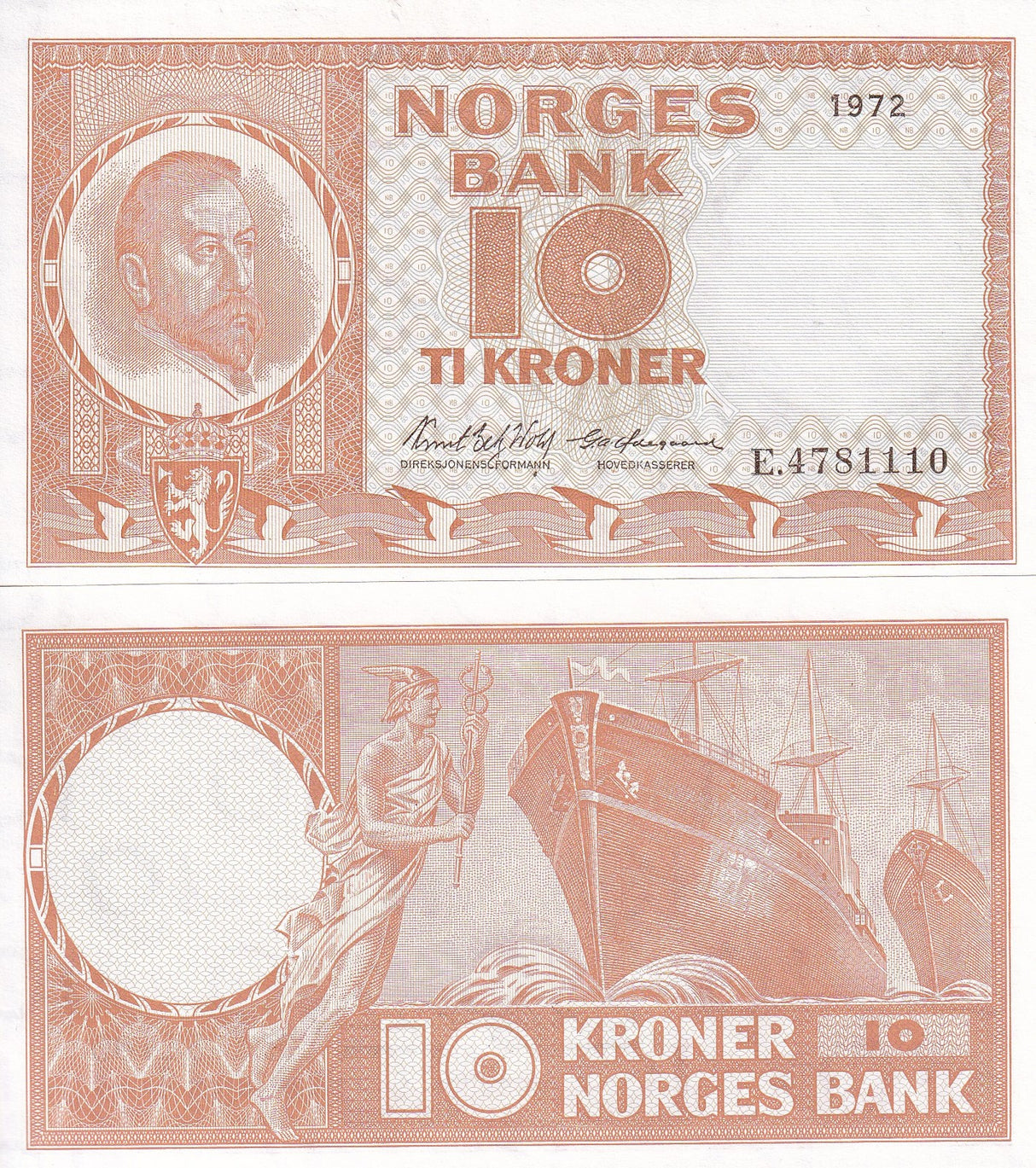 Norway 10 Kroner 1972 P 31 f UNC