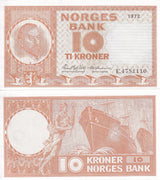 Norway 10 Kroner 1972 P 31 f UNC