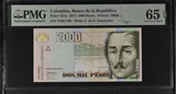 Colombia 2000 Pesos 2013 P 457 u Gem UNC PMG 65 EPQ