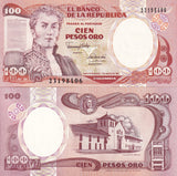 Colombia 100 Pesos 1991 P 426 e UNC , Villa de Leyva ,Imprenta de Billetes