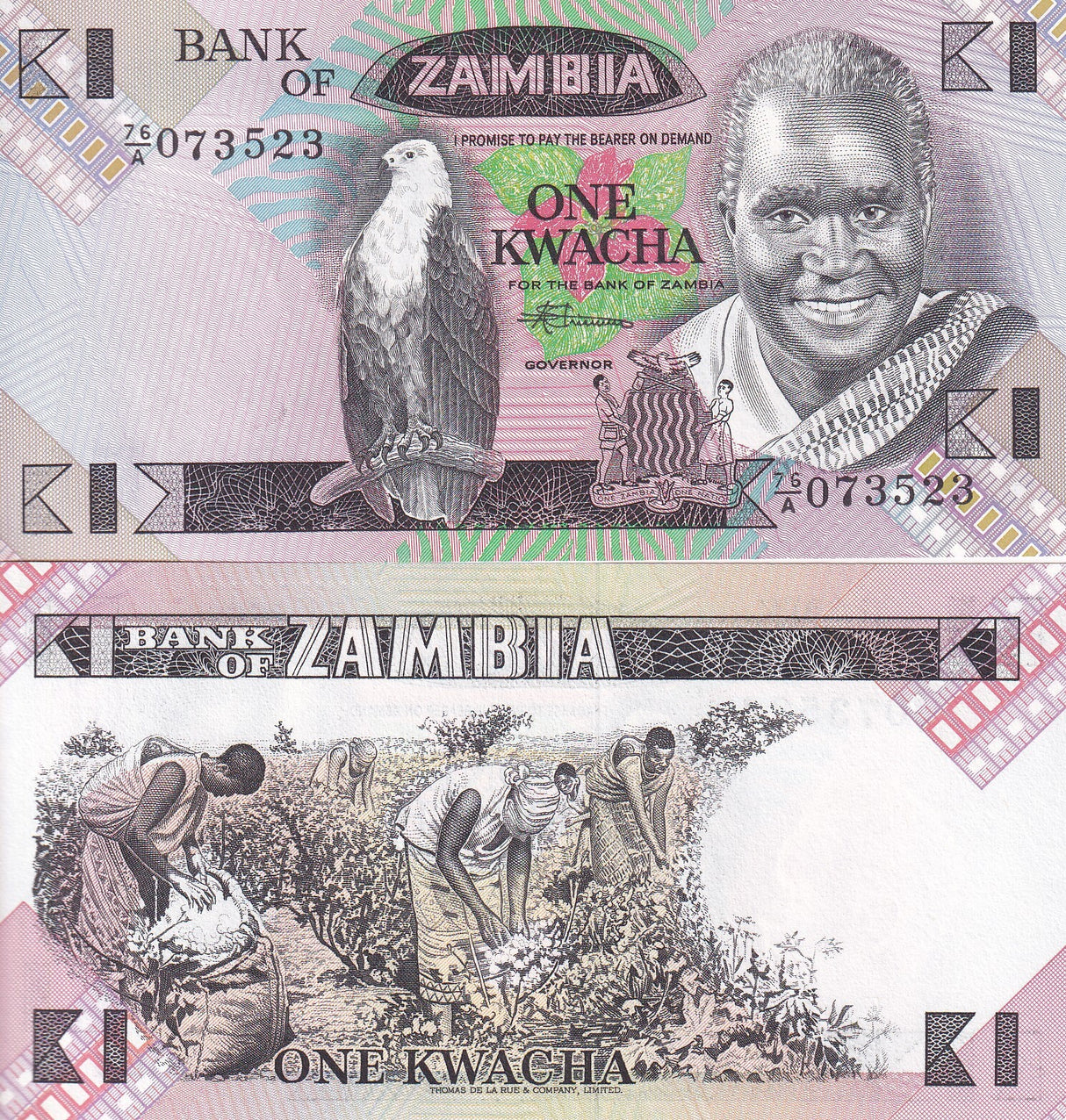Zambia 1 Kwacha ND 1980-1988 P 23 b UNC