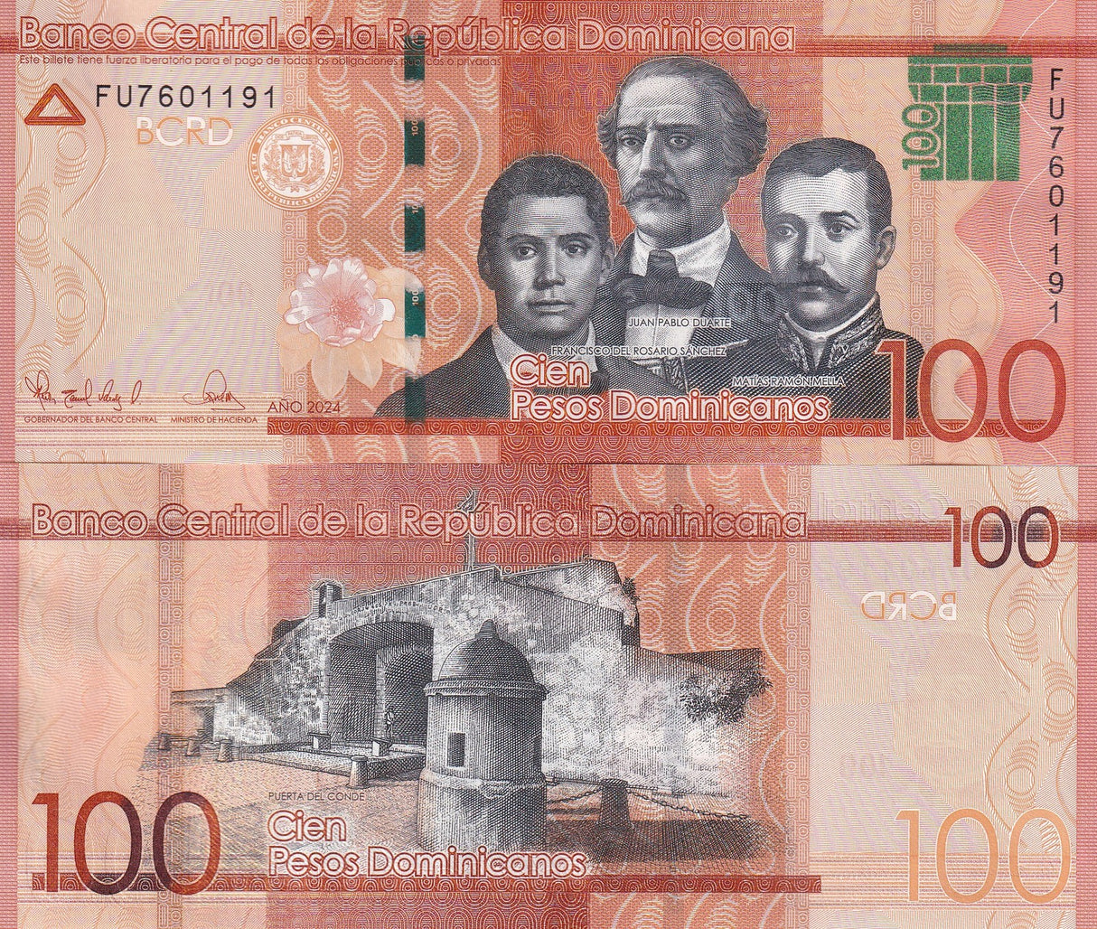 Dominican Republic 100 Pesos 2024 New Sign P 190 UNC