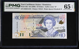 East Caribbean 10 Dollars ND 2000 P 38 d Gem UNC PMG 65 EPQ , Dominica ,QEII