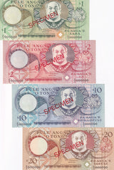 Tonga Set 4 UNC 1 2 10 20 Pa'anga ND 1995 P 31 32 34 35 SPECIMEN UNC