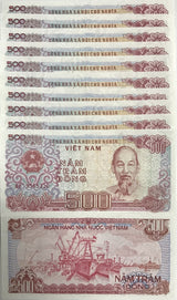 Vietnam 500 Dong 1988 P 101 UNC LOT 10 PCS