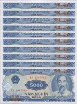 Vietnam 5000 Dong 1991 P 108 UNC LOT 10 PCS ,Ho Chi Minh, Hydroelectric power