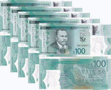 Jamaica 100 Dollars 2022 / 2023 P 97 Polymer UNC LOT 5 PCS