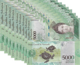 Venezuela 5000 Bolivares 2017 P 97 UNC Lot 10 Pcs 1/10 Bundle