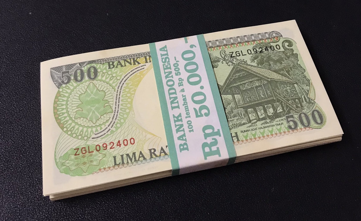 Indonesia 500 Rupiah 1992/Mixed Years P 128 UNC LOT 100 Pcs 1 Bundle Little Tone