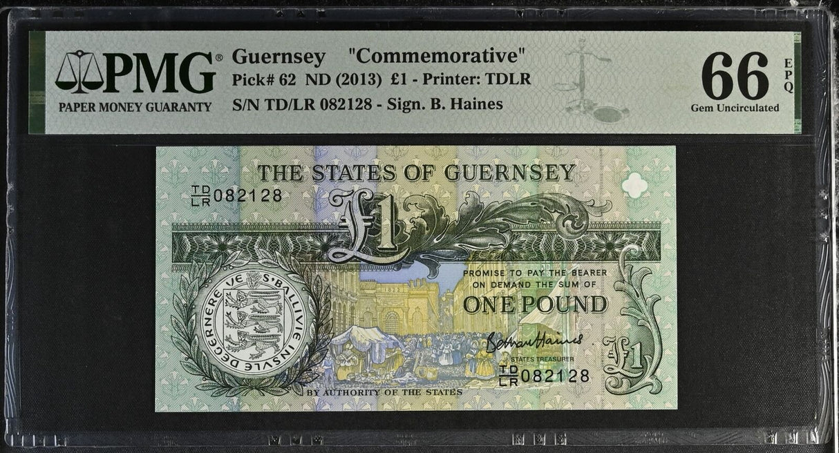 Guernsey 1 Pound ND 2013 P 62 Gem UNC PMG 66 EPQ