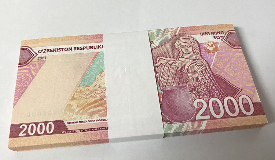 Uzbekistan 2000 Som 2021 P W87 UNC Lot 100 Pcs 1 Bundle